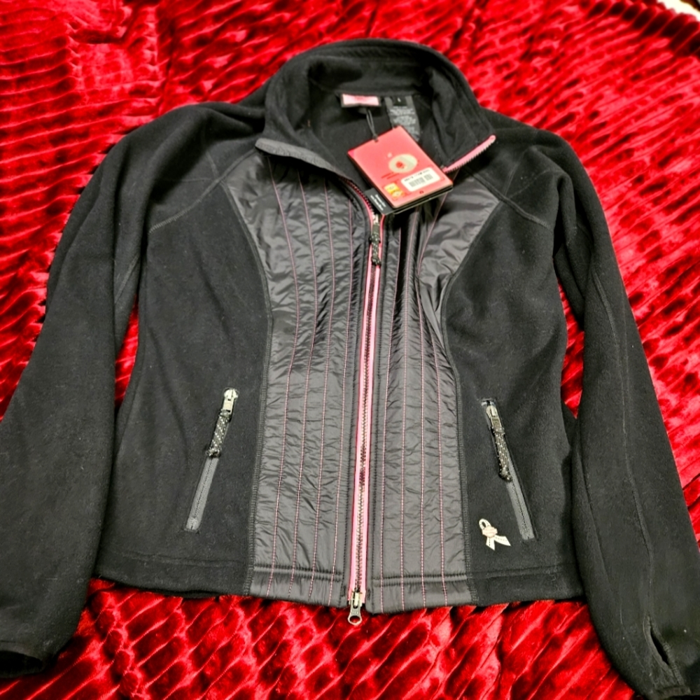 Harley Davidson pink label stitched fleece jacket, size L